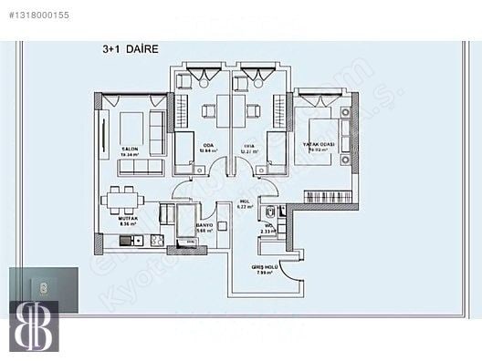 SOM MEYDAN KONAKLARI'NDA SATILIK 3+1 DAİRE