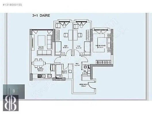 SOM MEYDAN KONAKLARI'NDA SATILIK 3+1 DAİRE